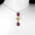 Wunderschöne Silberkette mit natürlichen Rubinen und Saphiren