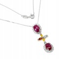 Wunderschöne Silberkette mit natürlichen Rubinen und Saphiren