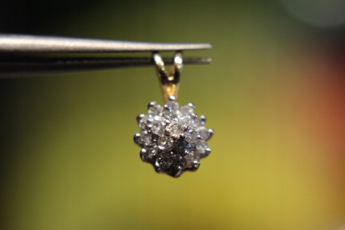 14 Karat Goldanhänger Diamanten 0,20 ct zertifiziert