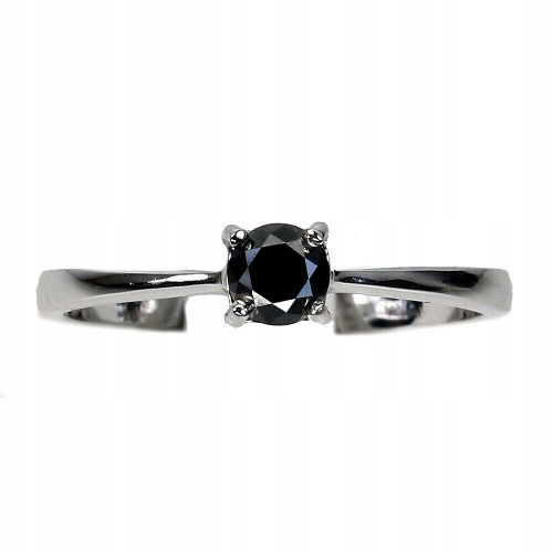 Ring schwarzer Diamant 0,33 ct Silber Größe 16,5