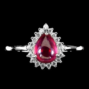 Silberring mit natürlichen Rubin Zirkonia Größe 16