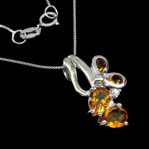 Halskette aus 925er Sterlingsilber mit natürlichen Citrin Zirkonia