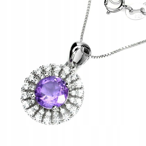 925 Zarte Halskette mit natürlichen Amethyst Zirkonia