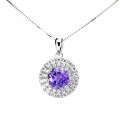 925 Zarte Halskette mit natürlichen Amethyst Zirkonia