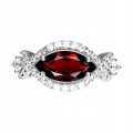 925 Ring natürlicher Granat Größe 19 Zirkonia