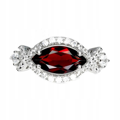 925 Ring natürlicher Granat Größe 19 Zirkonia