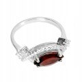 925 Ring natürlicher Granat Größe 19 Zirkonia