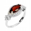 925 Ring natürlicher Granat Größe 19 Zirkonia