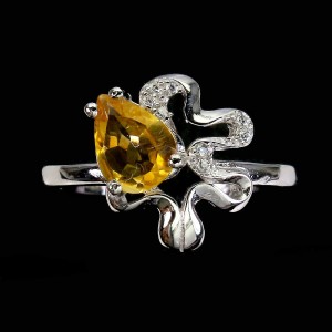 925 Ring zarter natürlicher Citrin Größe 12