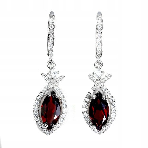 925 1 Silber Ohrringe natürliche Granate Zirkonia