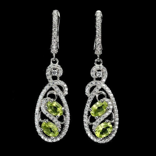 925 Silber natürliche Peridot Zirkonia Ohrringe 1
