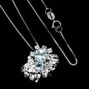 Silberkette 925 Natur Sky Blue Topas Zirkonia