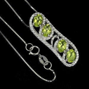 Halskette aus 925er Sterlingsilber mit natürlichen Olivin Zirkonia