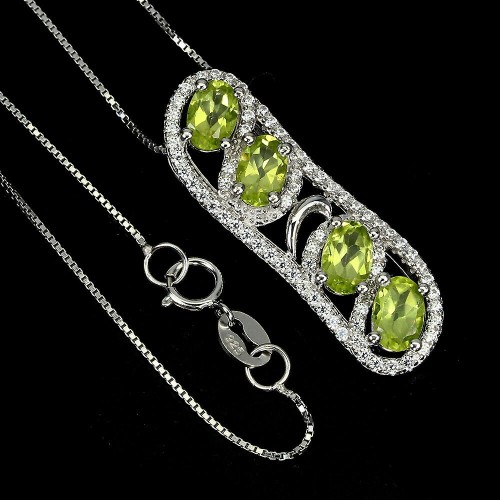 Halskette aus 925er Sterlingsilber mit natürlichen Olivin Zirkonia