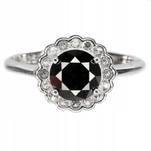 Ring schwarzer Diamant 1.855 ct Silber 925 Größe 14