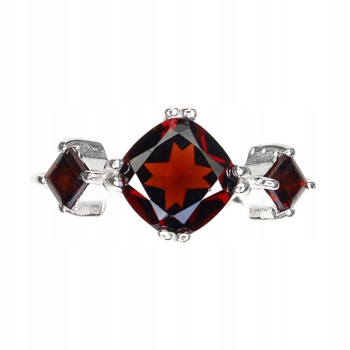 925 Silber zarter Granat Ring Größe 12