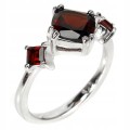 925 Silber zarter Granat Ring Größe 12