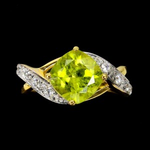 Natürlicher Silberring mit Zirkonia Peridot Größe 14