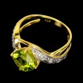 Natürlicher Silberring mit Zirkonia Peridot Größe 14