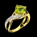 Natürlicher Silberring mit Zirkonia Peridot Größe 14