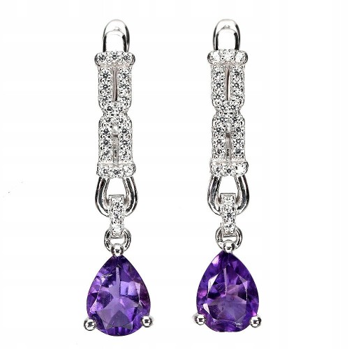 Zarte 1 Ohrringe natürliche Amethyste Zirkonia