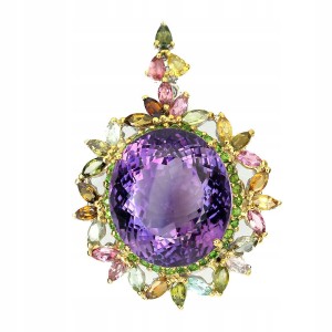 Brosche Anhänger natürlicher 50.06ct Amethyst Turmalin