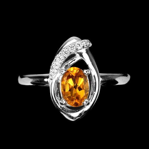 Ring 925 zarter natürlicher Citrin Größe 17