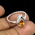 Ring 925 zarter natürlicher Citrin Größe 17