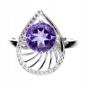 Ring Größe 16,5 aus Sterlingsilber mit natürlichen Amethyst Zirkonia