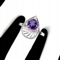 Ring Größe 16,5 aus Sterlingsilber mit natürlichen Amethyst Zirkonia