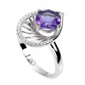 Ring Größe 16,5 aus Sterlingsilber mit natürlichen Amethyst Zirkonia