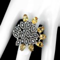 Ring aus Sterlingsilber mit natürlichen Citrin Zirkonia Größe 14,5