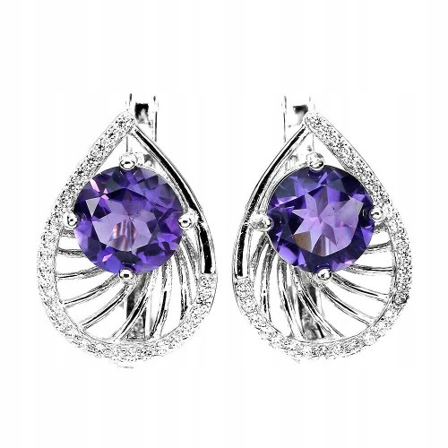 1 zarte natürliche Amethyst Zirkonia Ohrringe