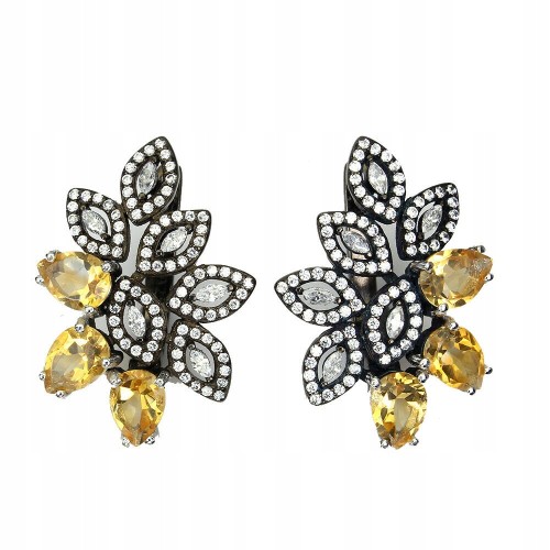 925 Silberohrringe natürliche Citrin Zirkonia 1