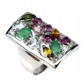 Ring Turmalin Aquamarin Smaragde Größe 19,5