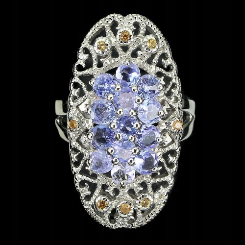 925 Ring natürliche Tansanit Saphire Größe 16