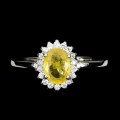 Ring Größe 16 Silber natürlicher gelber Saphir