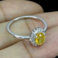Ring Größe 16 Silber natürlicher gelber Saphir