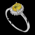 Ring Größe 16 Silber natürlicher gelber Saphir