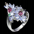 Ring 925 Tansanite Smaragde Granate Größe 16