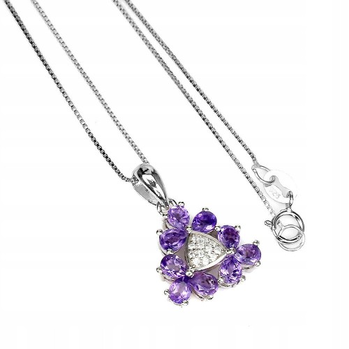 Silberkette natürliche Amethyste Zirkonia 22