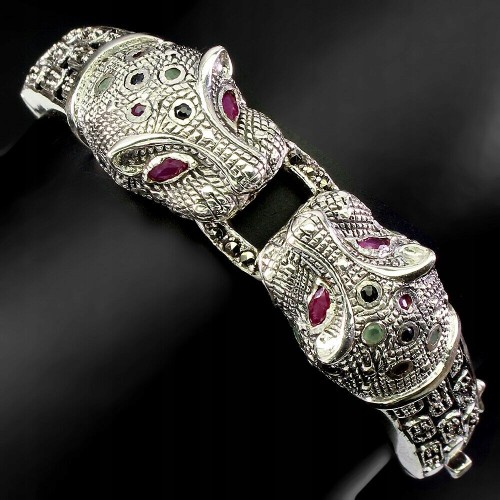 Armband Rubine Markasit Smaragde 925 Tiger