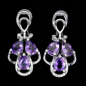 Schöne Ohrringe mit natürlichen Amethyst-Zirconia 925 1
