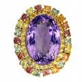 Silberring Größe 18,5 Amethyst Saphire Songea