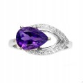 Silberring Größe 19 natürliche Amethyst-Zirkonia