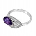Silberring Größe 19 natürliche Amethyst-Zirkonia