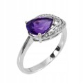 Silberring Größe 19 natürliche Amethyst-Zirkonia