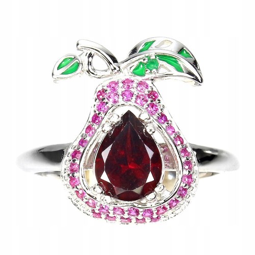 Silberring mit natürlichem Granat Zirkonia Größe 11
