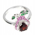 Silberring mit natürlichem Granat Zirkonia Größe 11