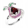 Silberring mit natürlichem Granat Zirkonia Größe 11